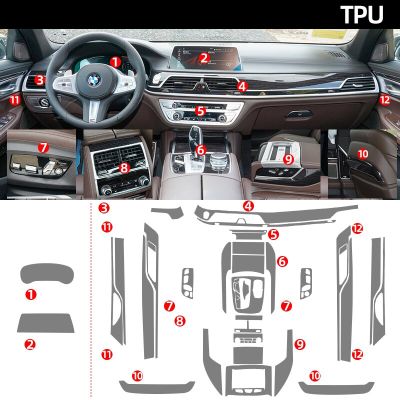 ฟิล์มใส Tpu สำหรับ BMW 7 Series 730 740 750 F01 F02แผงหน้าต่างประตูตรงกลางคอนโซลเกียร์2017-2022สติกเกอร์ภายในรถยนต์