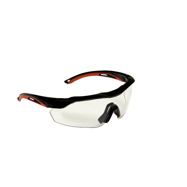 3M Safety Eyewear, Aerodynamic Design, Black w/Red Accent Frame, Clear Lens, Anti-Fog