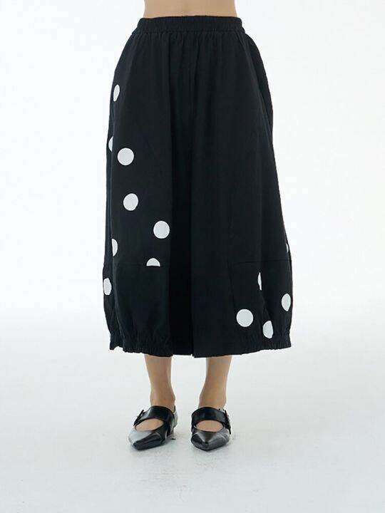 xitao-pants-dot-print-loose-women-wide-leg-pants