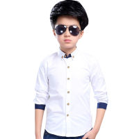 Teenage Boys Shirts Long Sleeve Solid Shirt Boys Turn Down Collar Shirt For Boys White Kids Teen Clothes 6 8 10 12 14 Year