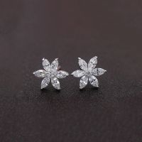 Hot Sale Cubic Zirconia CZ Simple Small Flower Stud Earrings For Women Chain Tassel Long Earring Girls Birthday Gift