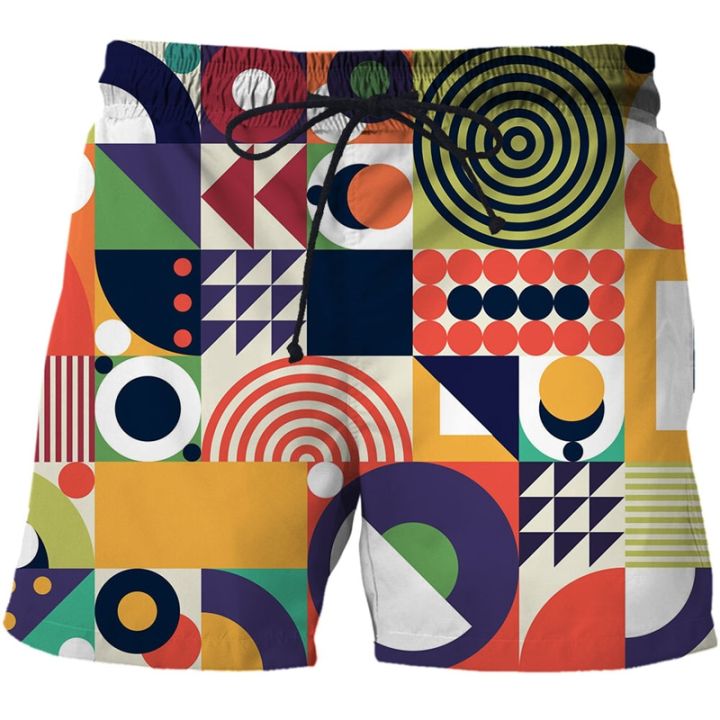 2023-new-fashion-geometry-beach-pants-color-contrast-swimsuit-swimming-fitness-track-suit-funny-3d-printed-shorts-men-clothing