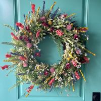 【CC】 Texas Vibrant Colorful Wreath Artificial with Abundance of Florals and Botanicals