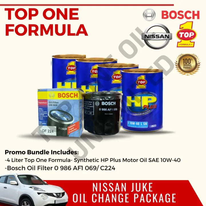 Nissan Juke Oil Change Package Top One Formula and Bosch BUNDLE Synthetic HP Plus Motor Oil SAE