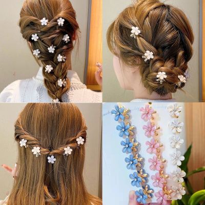 10 Pcs Korean Hair Clip Set Sweet Girl Sakura Mini Flower Hair Clamp Bridal Wedding Headdress Hair Accessories