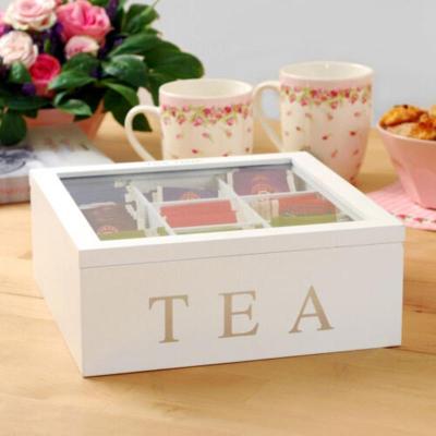 9-Compartment Tea Bag Storage Wood Natural Tea Box With Lid Coffee Tea Bag Storage Holder Sugar Organizer For Kitchen Cabinets Tapestries Hangings