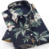 SHAN BAO Summer Brand Fashion Print Lightweight Short Sleeve Shirt Classic Fashion Casual Mens Plus Size Loose Beach Shirt