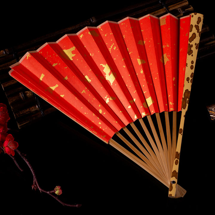 95-inch-meifei-mottled-bamboo-fan-handmade-mottled-bamboo-meilu-fan-frame-xuan-paper-fan-surface-crafts-xiangfei-imperial-concubine-bamboo-folding-fan