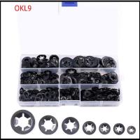 OKL9 260Pcs M3 M4 M5 M6 M8 M10 M12 แหวนล็อคฟัน เหล็ก65Mn สีดำสีดำ เครื่องล้างฟันภายใน พร้อมกล่องเก็บของ 7ขนาด ตัวยึดคลิปความเร็วสูง เครื่องผลิตเครื่องจักร