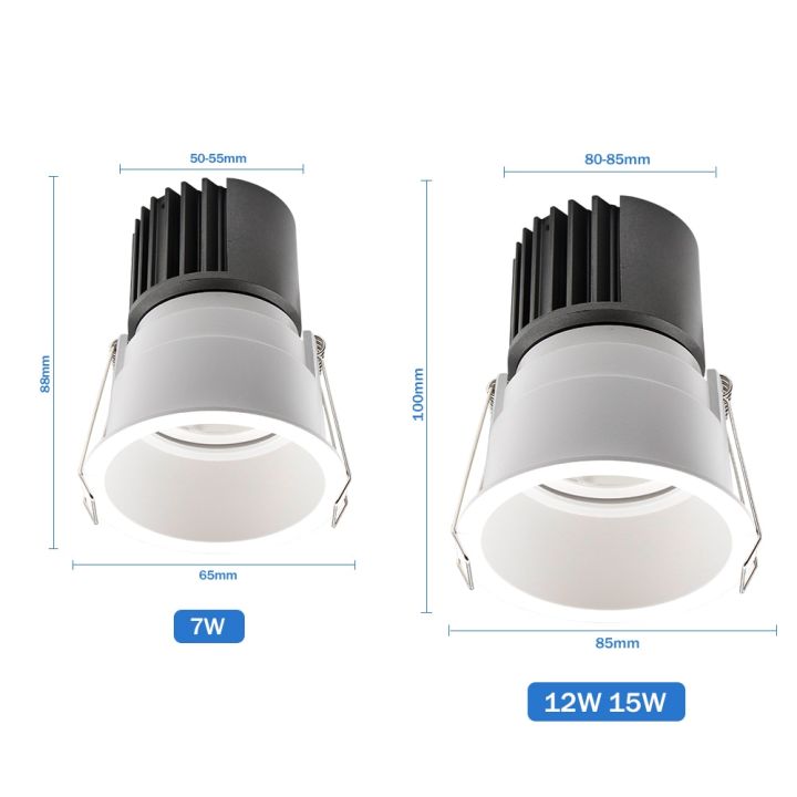 hot-lan84-ไฟห้องนอน-led-กลมสปอตไฟดาวน์ไลท์-led-โคมหรี่ได้สำหรับพักผ่อน7w-12w-15w-ป้องกันแสงสะท้อนในร่มโคมไฟติดเพดานห้องนั่งเล่น-สีขาวนวลหรี่แสงได้15w