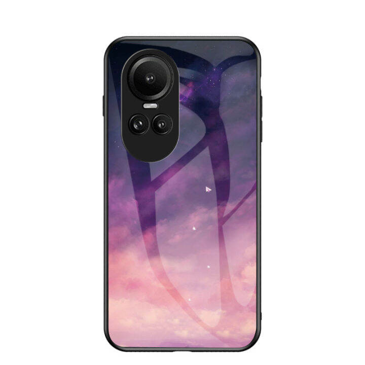 เคสโทรศัพท์สำหรับ-oppo-reno10-pro-10pro-5g-reno10-oppo-ฝาหลังลายท้องฟ้าเต็มไปด้วยดวงดาวกระจกอย่างหนาสีมันวาวป้องกันการขีดข่วนเคส5g