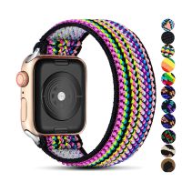 [HOT JUXLLKBKOW 514] สายไนลอนสำหรับ Apple Watch Band 45มม. 41มม. 44มม. 40มม. เข็มขัดยืดหยุ่น Solo Loop Scrunchie สร้อยข้อมือ Correa IWatch Series 7 SE 6 5 4 3