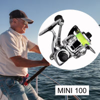 Spinning Fishing Reel Mini100 Alloy รอกตกปลาขนาดเล็ก 4.3: 1 อัตราทดเกียร์ล้อโลหะรอกขนาดเล็ก