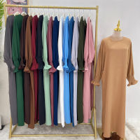 Prayer Dress Solid Color Crepe Fabric Dubai Turkish Hijabi Muslim Abaya Loose Islamic Clothing Women Modest Outfits Ramadan Eid