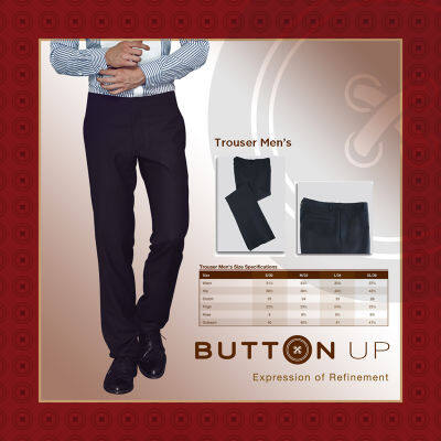 BUTTON UP กางเกงผู้ชาย กางเกงทำงาน กางเกงผ้าวูล20%