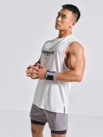 OMG Tide Brand Sports Vest Mens Splicing Printing Trend Running Sleeveless T-Shirt Summer Training Fitness Clothes