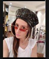 ▽℡ Pu Leather Beret Hat