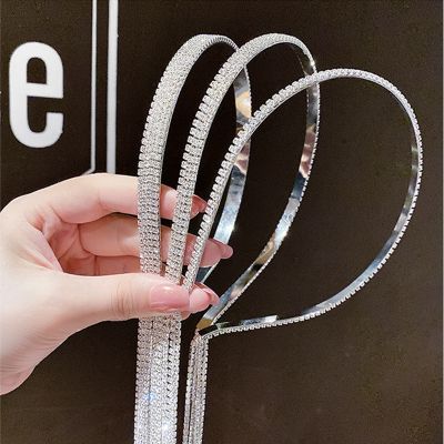 【CC】◑  Luxury Alloy Rhinestone Hairbands Chain Tassel Bands Headband Wedding Hair Band Accessories