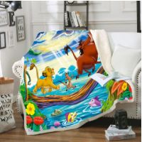 Cartoon Lion King Simba Funny Character Blanket 3D Print Sherpa Fleece Blanket Throws on Bed