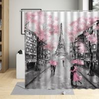 Paris Tower 3D Fabric Shower Curtains Lover Soul Mates Scenery Prints Bath Screen Bathroom Curtain With 12 Hooks Home Decor