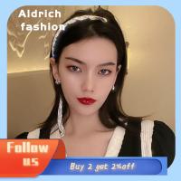 ALDRICH FASHION ผ้ากำมะหยี่กำมะหยี่ ความยาวไม่เท่ากัน ปิ่นปักผมมีพู่ห้อย อุปกรณ์เสริมผม คลิปหนีบผม ที่คาดผมพลอยเทียม ห่วงรัดผม