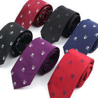 Skull Ties สำหรับผู้ชายใหม่ Casual Slim Classic โพลีเอสเตอร์เนคไทแฟชั่น Man Tie สำหรับงานแต่งงานปาร์ตี้ฮาโลวีนชาย tie ผ้าผูกคอ-GGHJY STORE