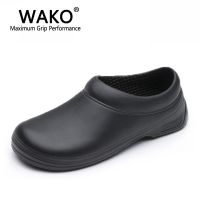 WAKO รองเท้าแตะผู้ชายเชฟชายสำหรับคนงานในครัว,รองเท้าทำอาหารสีดำรองเท้ากันลื่นกันลื่นสุดๆรองเท้าเซฟตี้อุดตันขนาด36-45