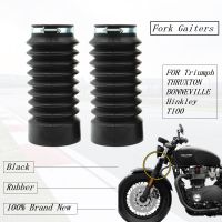 สำหรับ T100 THRUXTON HINCKLEY BONNEVILLE T100 2001-2013รถจักรยานยนต์ Fork Gaiters ยางสีดำป้องกันฝุ่น