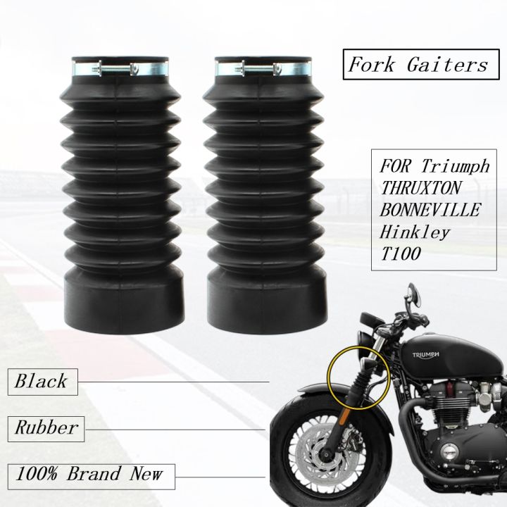 สำหรับ-t100-thruxton-hinckley-bonneville-t100-2001-2013รถจักรยานยนต์-fork-gaiters-ยางสีดำป้องกันฝุ่น