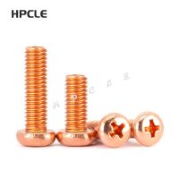 5 10pcs T2 Pure Copper Round Head Cross Screw M3 M6 PM High Conductivity DIN7985 pan Head Phillips Groove Machine Tooth Screw