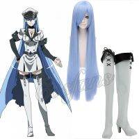 Akame Ga KILL! Esdese Esdeath Anime Customize Cosplay High Heels Shoes Boots Jaegers Esdeath Cosplay Wig Long Straight Blue Wig