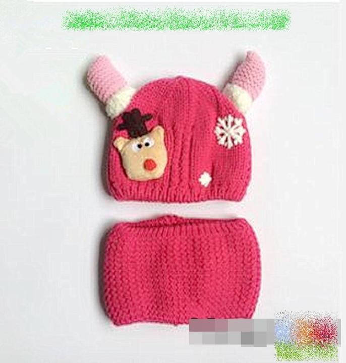 ((บุผ้าขนด้านใน)) หมวกไหมพรม + ผ้าพันคอสำหรับเด็ก Korean Style (เส้นรอบวงของหมวก 40-64 cm.)