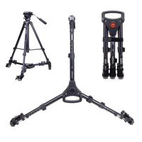 Yunteng 900 Professional Photo Aluminum 3 Wheels Pulley Universal Foldable DSLR Camera Tripod Dolly Base Stand Max. Load 15KG