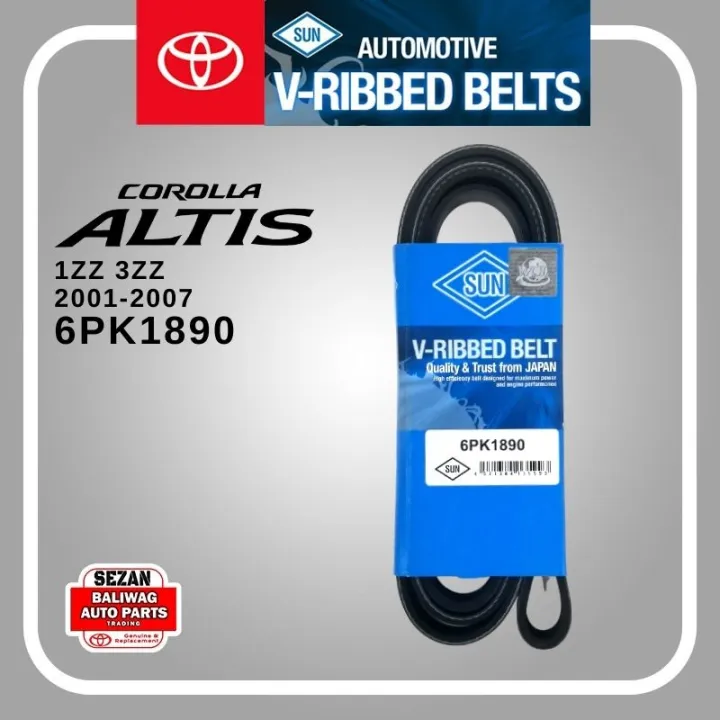 SUN VRIBBED BELT FAN BELT ALTERNATOR BELT DRIVE BELT COROLLA ALTIS 1ZZ
