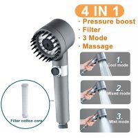 3 Modes Adjustable Shower Head High Pressure Water Saving Shower One-Key Stop Water Massage Shower Head with PP Filters Element Showerheads