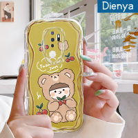 เคส Dienya สำหรับ OPPO A5 2020เคส2020 A9เคสเนื้อครีมลายหมีเชอร์รี่เคสนิ่มกันกระแทกเคสโทรศัพท์โปร่งใส TPU ป้องกันการตกหล่นเจลซิลิกาแบบใสฝาครอบป้องกันเลนส์กล้องถ่ายรูป