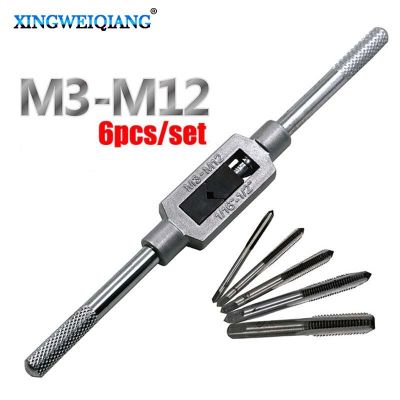 3F Hand Screw Thread Metric Plug Tap Set M3 M4 M5 M6 M8 with Adjustable Tap Wrench 1/16-1/4" Plumbing Valves