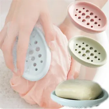 Silicone Soap Dish Holder Non Slip Storage Box Bathroom Shower