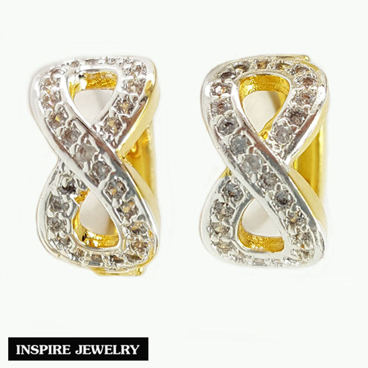 inspire-jewelry-ต่างหูอินฟีนิตี้-infinity-ฝังเพชรสวิส-หุ้มทองแท้100-24k-ความยิ่งใหญ่มหาศาล-ร่ำรวย-ไม่มีที่สิ้นสุด