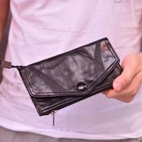 2023 New★ Ultra-thin envelope wallet mens long fashion trendy mens handmade leather wallet student sheepskin personality handbag mens wallet