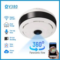 V380กล้องวงจรปิดกล้อง IP แบบ Full HD 1080P 3MP/5MP WiFi 360 ° ระบบรักษาความปลอดภัยอัจฉริยะสำหรับบ้านพาโนรามาการตรวจตราภายในบ้านเว็บแคมฟิชอาย