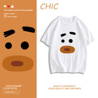 CHIC ผ้าฝ้ายแท้ เสื้อยืดแขนสั้นพิมพ์ลายการ์ตูนส่วนบุคคล สไตล์สบาย ๆ T0587