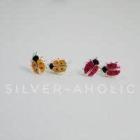 Silver-Aholic ต่างหูเงินแท้ ลายเต่าทอง สีแดง/สีเหลือง