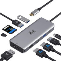 LIONWEI USB C Hub Triple Display, USB C to Dual 4K HDMI Adapter, with Display Port, 3 USB-A, PD Charging, SD/TF Card Reader, USB C Docking Station Dual Monitor Compatible for USB-C/Thunderbolt 3 Laptops