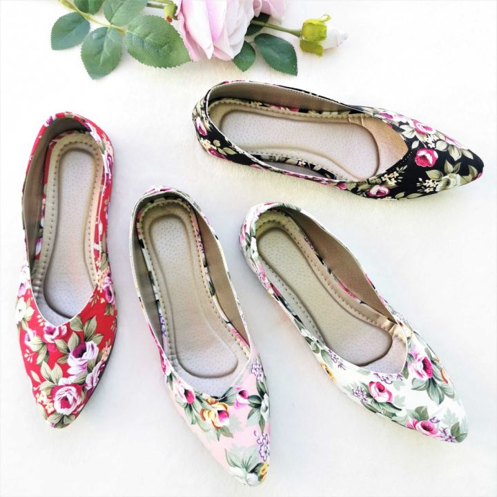 Liliw made (by Sam&Max) Pointed Flat Floral Pointed Doll Shoes | Lazada PH