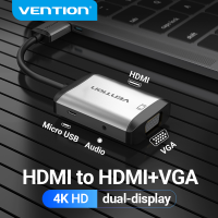 Vention HDMI to HDMI VGA Adapter Video 4K HDMI Converter HDMI VGA Cable for Laptop PC HDTV PS4 Monitor Projector HDMI to VGA Converter with 3.5mm Audio Jack and Micro-USB Power