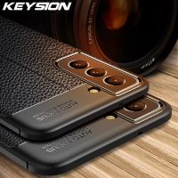 KEYSION เคสกันกระแทกสำหรับ Samsung S21 FE S21 Ultra 5G หนังซิลิโคนโทรศัพท์กลับสำหรับ Galaxy S21Fan Edition