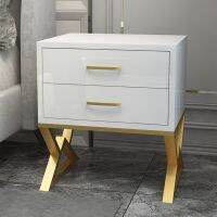 สีขาว2021เหล็กหล่อทันสมัยสีทอง Nightstand โต๊ะข้างเตียงกาแฟ Perabot Rumah ตู้ Nightstand