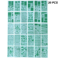 20pcs Stationery Craft Journal Stencils Office Supplies Notepad Plastic For Diary Hollowed Drawing Template DIY Planner Scrapbook Art Schedule Book Notebook