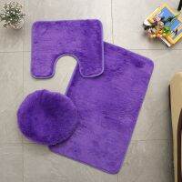 【CC】☸┋  Anti-slip Coral Fleece Absorbent Pedestal Rug Toilet Lid Cover tapis salle de bain Shaggy Mats Set